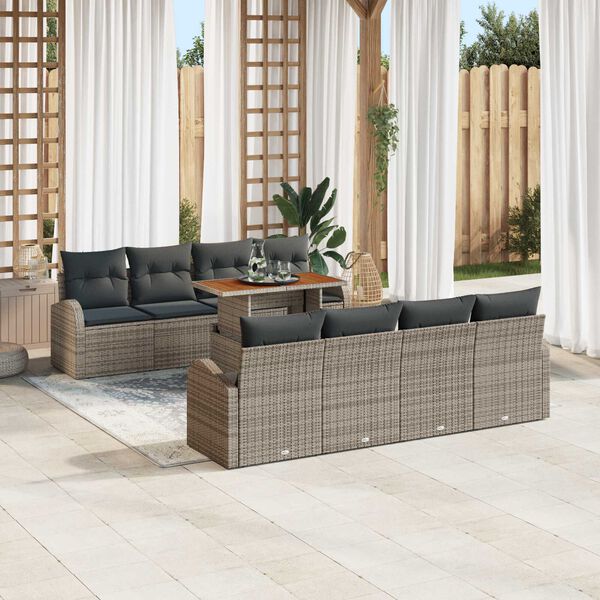 vidaXL Garten-Sofa-Set mit Kissen 7 pcs Grau