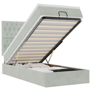 vidaXL Ottoman-Bett mit Matratzen & LEDs Hellgrau 90x200 cm Samt