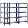 vidaXL Lagerregale mit 5 Böden 3 Stk. Blau Stahl & Holzwerkstoff