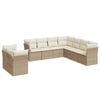 vidaXL 9-tlg. Garten-Sofagarnitur mit Kissen Beige Poly Rattan