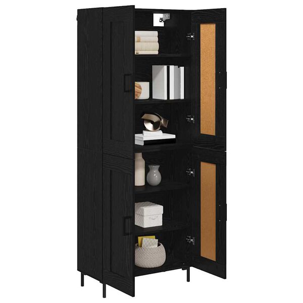 vidaXL Highboard 2 pcs Schwarz Eichen-Optik Holzwerkstoff