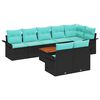 vidaXL Gartensofa-set 9 Stk. 8-Sitzanzahl Schwarz und T&uuml;rkis
