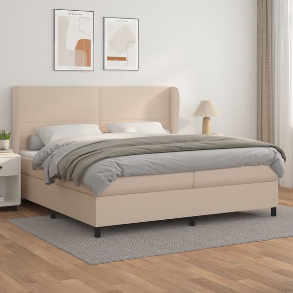 vidaXL Boxspringbett Matratze Cappuccino-Braun 200x200cm Kunstleder