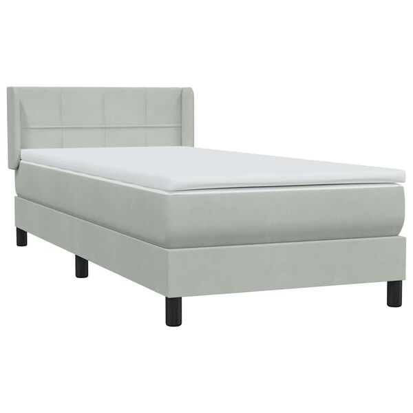 vidaXL Boxspringbett mit Matratze Hellgrau 80x220 cm Samt