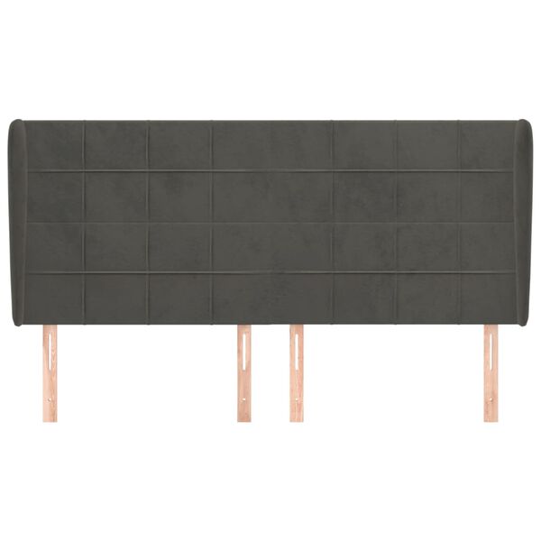 vidaXL Kopfteil mit Ohren Dunkelgrau 203x23x118/128 cm Samt