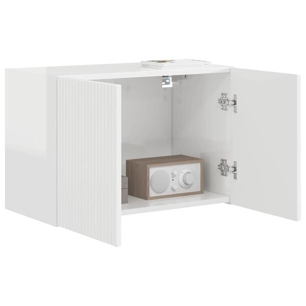 vidaXL TV-Wandschrank Hochglanz Wei&szlig; 59,5 x 31 x 40 cm Holzwerkstoff