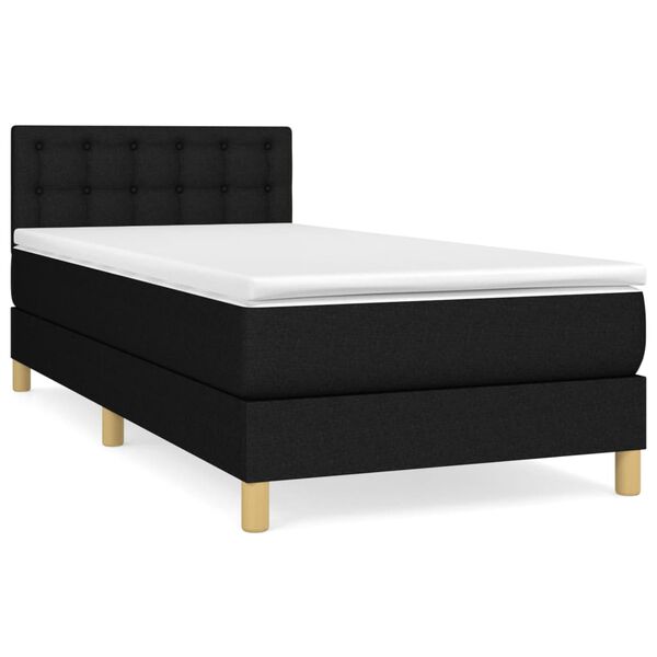 vidaXL Boxspringbett mit Matratze Schwarz 100x200 cm Stoff