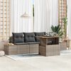vidaXL Garten-Sofa-Set mit Speicher 5 pcs Grau Poly Rattan