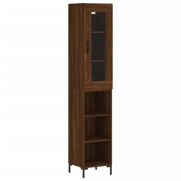 vidaXL Highboard Braun Eichen-Optik 34,5x34x180 cm Holzwerkstoff