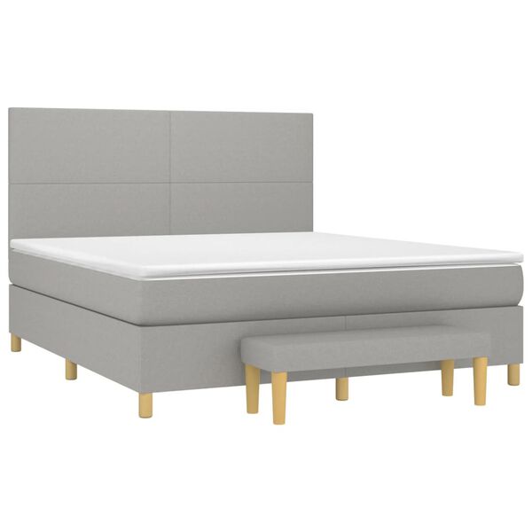 vidaXL Boxspringbett mit Matratze Hellgrau 180x200 cm Stoff