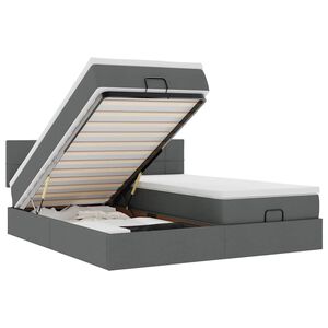 vidaXL Ottoman-Bett mit Matratzen & LEDs Dunkelgrau 160x200 cm Stoff