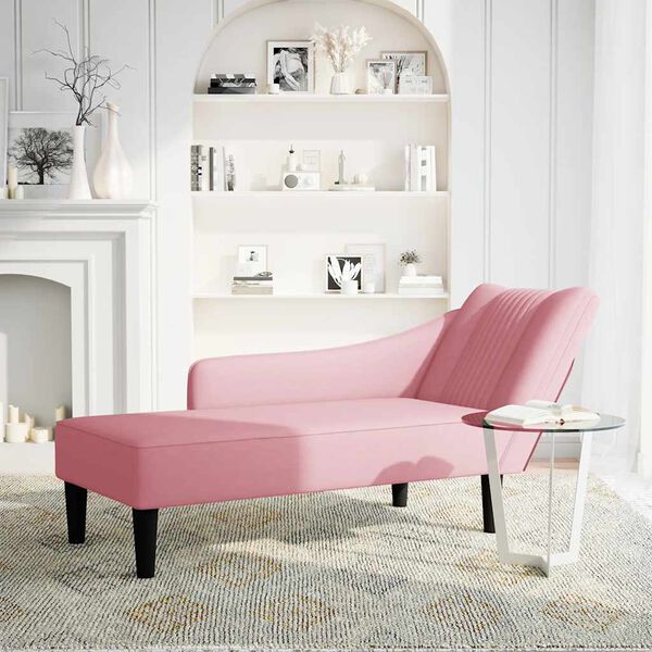 vidaXL Chaiselongue mit Rechter Armlehne Rosa Samt