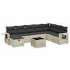 vidaXL 9-tlg. Garten-Sofagarnitur mit Kissen Hellgrau Poly Rattan