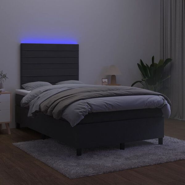 vidaXL Boxspringbett mit Matratze & LED Schwarz 120x200 cm Samt