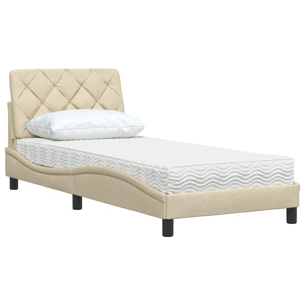 vidaXL Bett mit Matratze Creme 80x200 cm Stoff