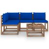 vidaXL 5-tlg. Garten-Lounge-Set mit Blauen Kissen