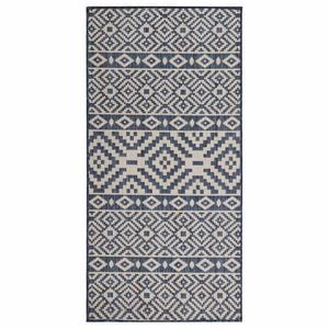 vidaXL Outdoor-Teppich Flachgewebe 80x150 cm Blau Gestreift