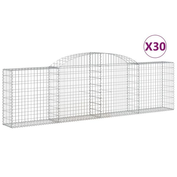 vidaXL Gabionen mit Hochbogen 30 Stk. 300x30x80/100cm Verzinktes Eisen