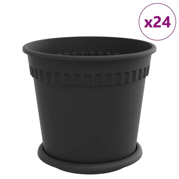vidaXL Blument&ouml;pfe 24 pcs Schwarz &Oslash; 19 x 16 cm Kunststoff