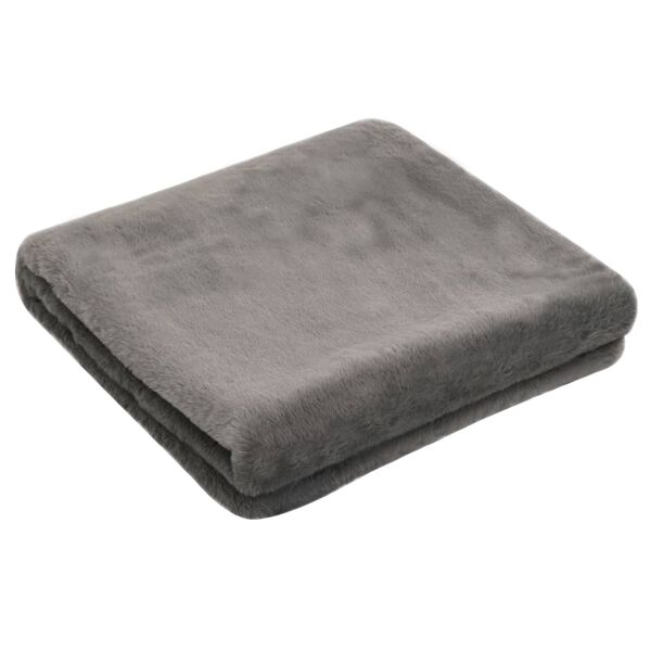 vidaXL &Uuml;berwurf 100&times;150 cm Kaninchen-Kunstfell Dunkelgrau