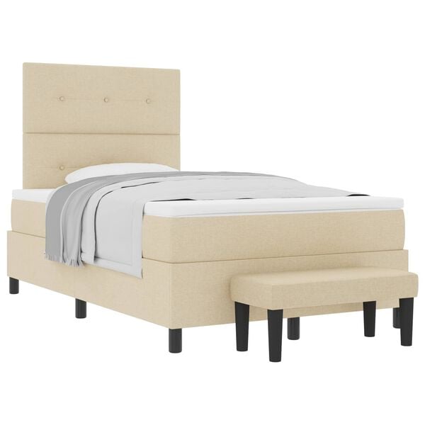 vidaXL Boxspringbett mit Matratze Creme 120 x 190 cm Stoff