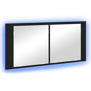 vidaXL LED Spiegel-Schrank Schwarz Eichen-Optik 100 x 12 x 45 cm