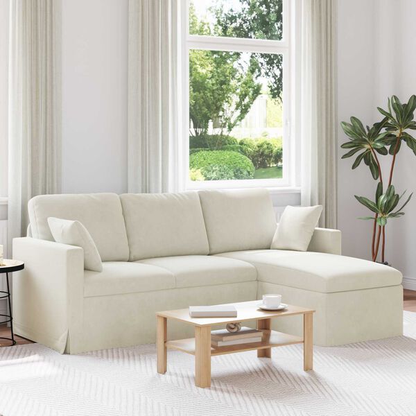 vidaXL Sofa Creme 198 x 134 x 80 cm Samt
