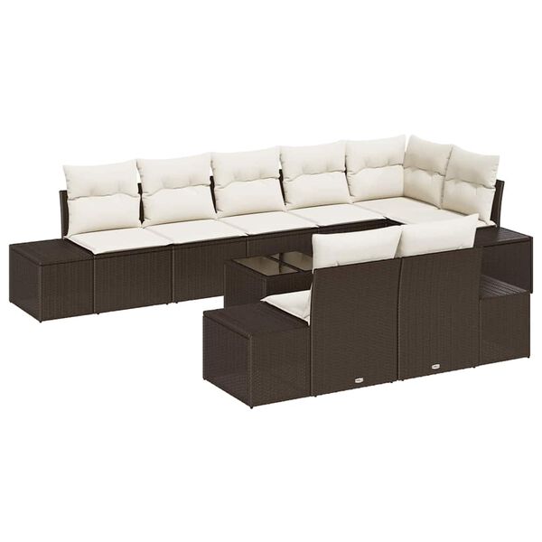 vidaXL Gartensofa-set mit Speicher Braun und Creme Poly Rattan