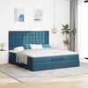 vidaXL Ottoman-Bett mit Matratzen & LEDs Dunkelblau 180x200 cm Samt