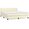 vidaXL Boxspringbett mit Matratze Creme 160x200 cm Kunstleder