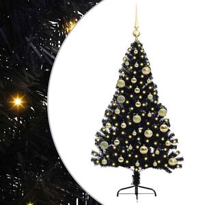 vidaXL K&uuml;nstlicher vorbeleuchteter Weihnachtsbaum Schwarz 120 cm PVC