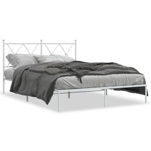 vidaXL Bettgestell mit Kopfteil Metall Wei&szlig; 140x190 cm