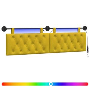 vidaXL H&auml;ngendes Kopfteil Mit LED Licht Gelb Samt