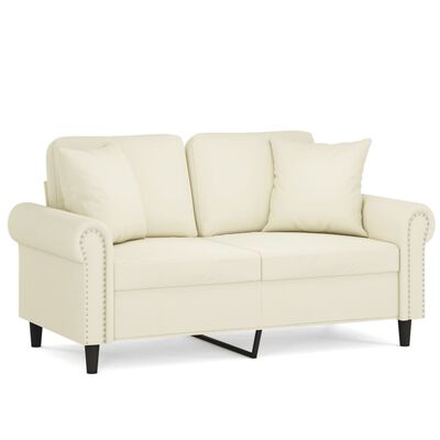 vidaXL 2-Sitzer-Sofa mit Zierkissen Creme 120 cm Samt