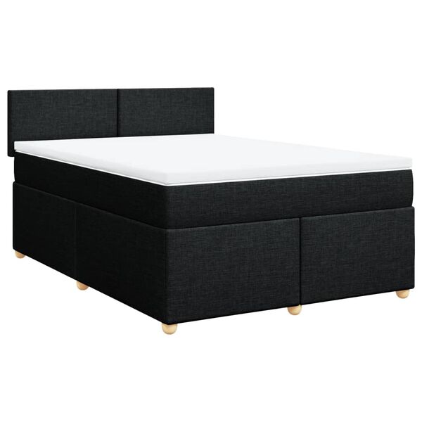 vidaXL Boxspringbett mit Matratze Schwarz 140x190 cm Stoff