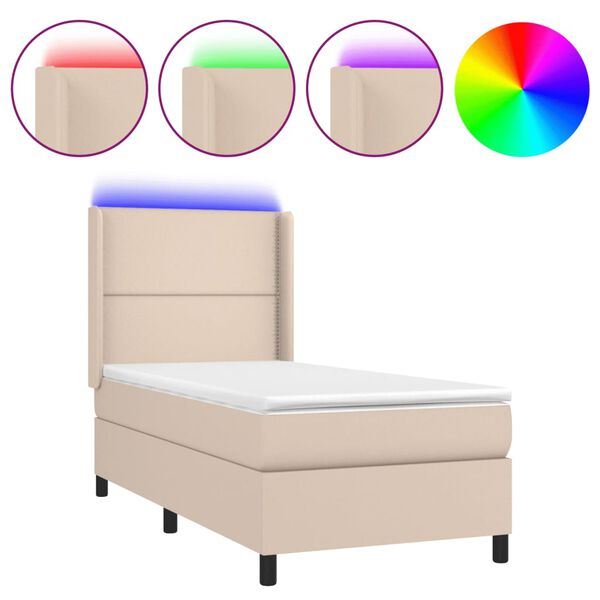 vidaXL Boxspringbett mit Matratze & LED Cappuccino-Braun 80x200cm