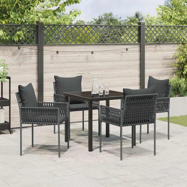 vidaXL Garten Essgruppe 5 pcs Schwarz und Grau PE-Rattan