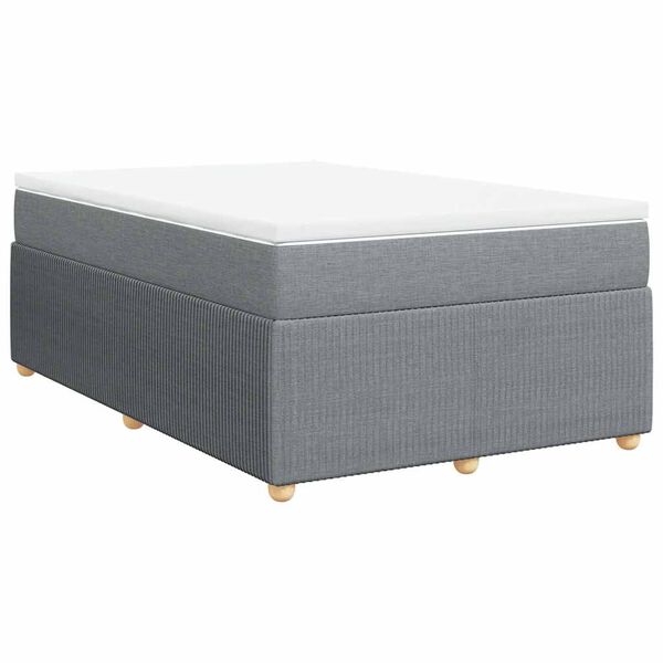vidaXL Boxspringbett mit Matratze Hellgrau 120x200 cm Stoff