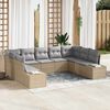 vidaXL Gartensofa-set mit Kissen 9 pcs Beige Poly-Rattan
