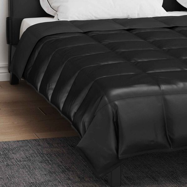 vidaXL Sommerdecke Schwarz 200 x 220 cm Satin und Mikrofaser