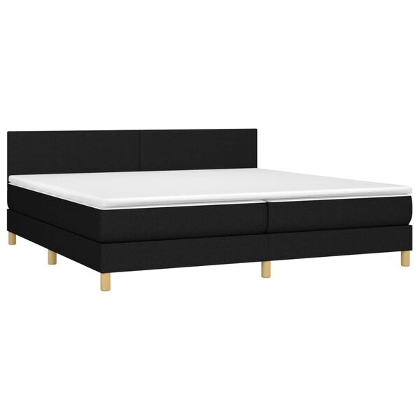 vidaXL Boxspringbett mit Matratze & LED Schwarz 200x200 cm Stoff