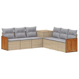 vidaXL Sofa Set 7 stk. Beige und Hellgrau Polyrattan und Stahl