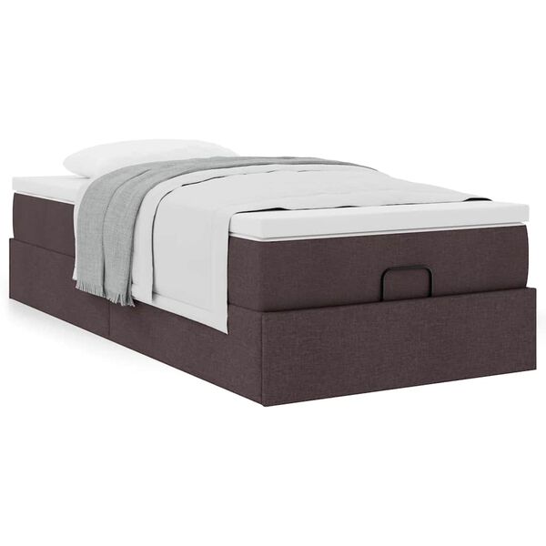 vidaXL Ottoman-Bett mit Matratze Dunkelbraun 90x190 cm Stoff