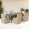 vidaXL 7-tlg. Garten-Essgruppe mit Kissen Beige Poly Rattan