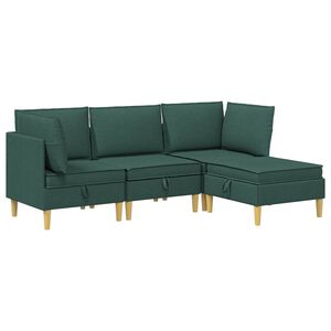 vidaXL Modular Sofa Set mit Stauraum 4 pcs Dunkelgr&uuml;n Stoff