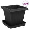 vidaXL Blument&ouml;pfe 24 pcs Schwarz 16 x 16 x 14 cm Kunststoff