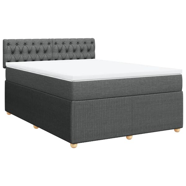 vidaXL Boxspringbett mit Matratze Dunkelgrau 140x190 cm Stoff