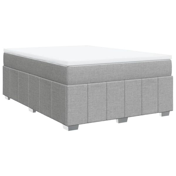 vidaXL Boxspringbett mit Matratze Hellgrau 140x190 cm Stoff