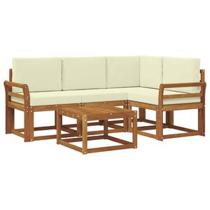 vidaXL Outdoor-Sofagarnitur mit Kissen 5 pcs Natur und Creme