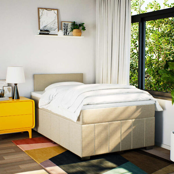 vidaXL Boxspringbett mit Matratze Creme 120x190 cm Stoff